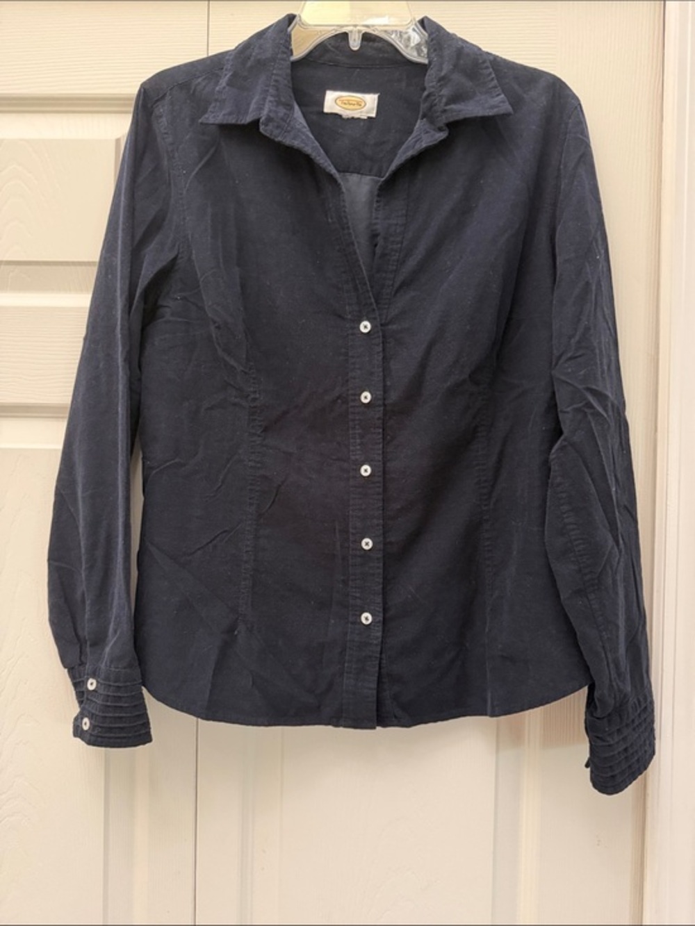 Talbots Black Button-Front Long-Sleeve Blouse